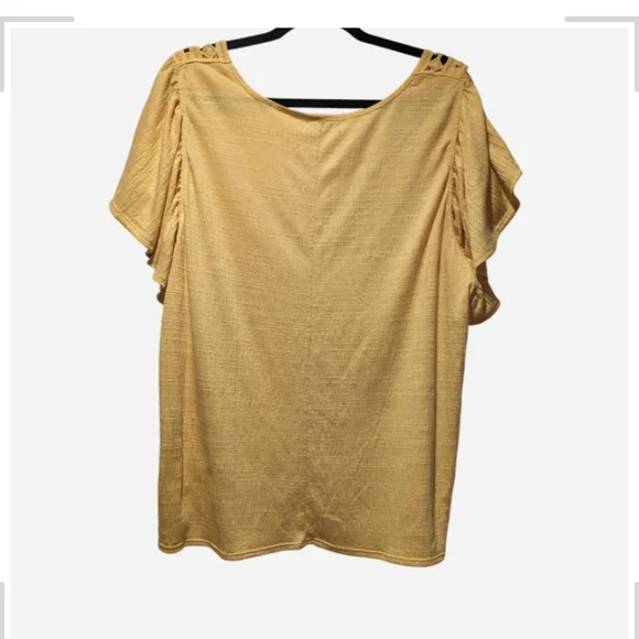 Yellow Crochet Detail Women's Top - Picture 3 of 9